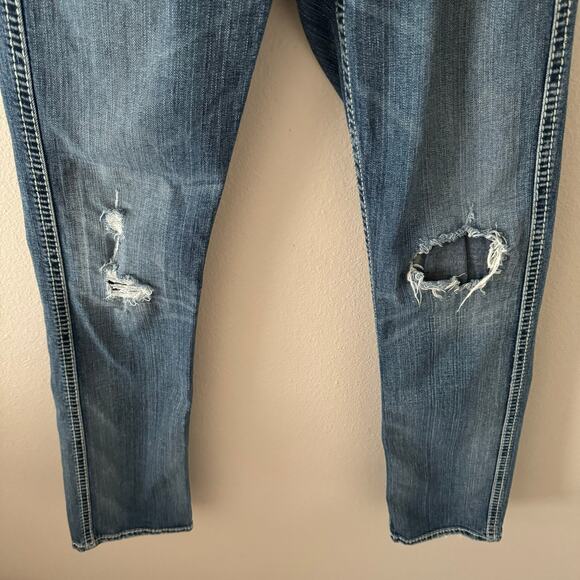 Silver Jeans Tuesday Low Baby Boot Distressed Lace Embroidered Pockets W29/L33 - Picture 8 of 13